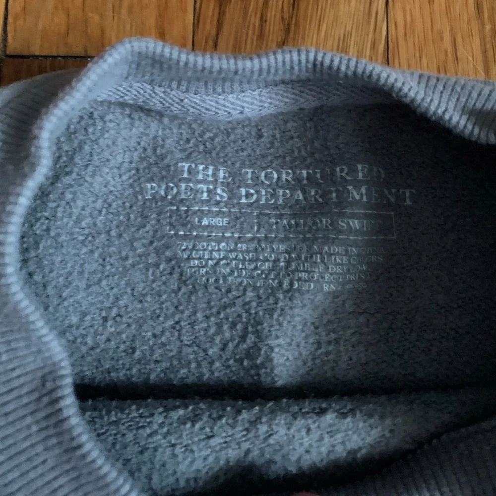 Taylor Swift The Tortured Poets Department TTPD gray fortnight sweatshirt size L - Picture 2 of 3
